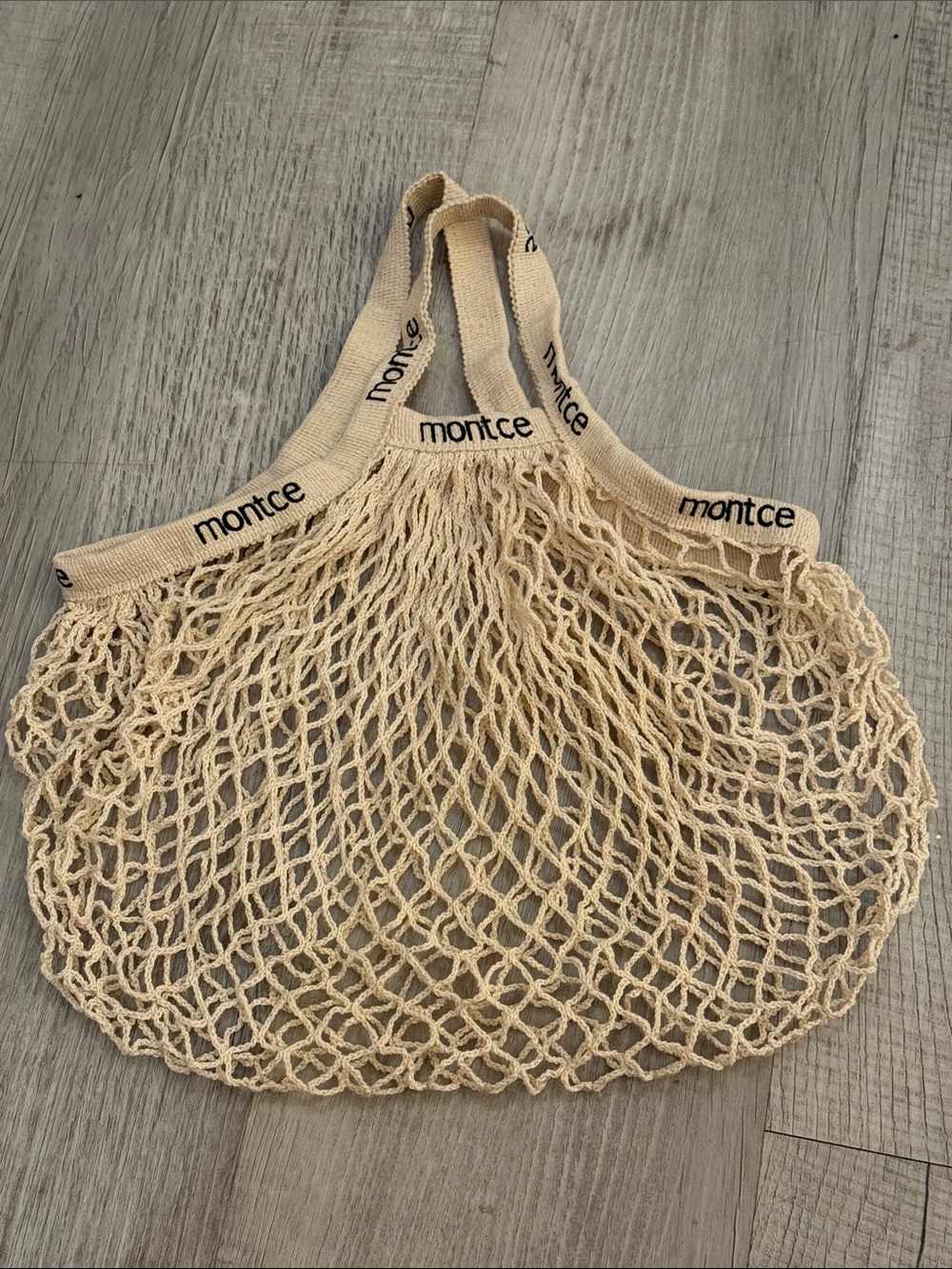 Montce Natural Beige Mesh Beach Tote